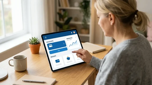 Automated analytics dashboard on a home office laptop