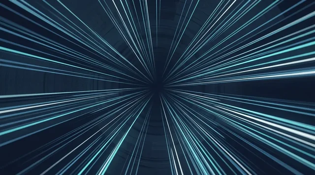 Blue light trails illustrating high-speed data processing