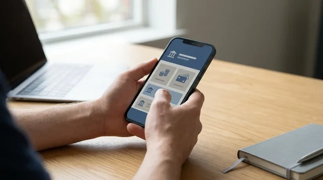 Viewing a banking interface on a smartphone